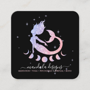 Meerjungfrau Mond spirituelle Tarot-Lesung Tierkre Quadratische Visitenkarte
