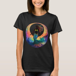 Meerjungfrau-Mondgöttin-Silhouette | Farbige Grafi T-Shirt