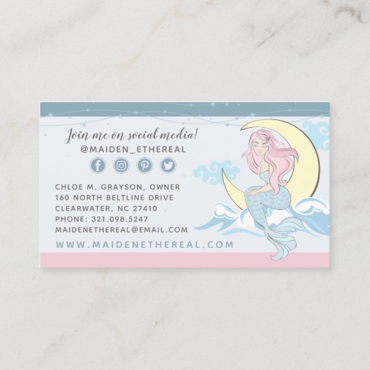 Meerjungfrau Moon & Stars Mystische Haare / Schönh Visitenkarte (Rückseite)