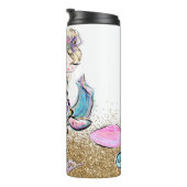 *~* Meerjungfrau-Muscheln Mongram-Glitzer-Schildkr Thermosbecher (Nach rechts gedreht)