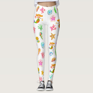 Meerjungfrau & Muscheln Strand-Vibe Weiß Leggings