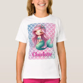 Meerjungfrau-Muster benutzerdefinierter Name  T-Shirt (Vorderseite)