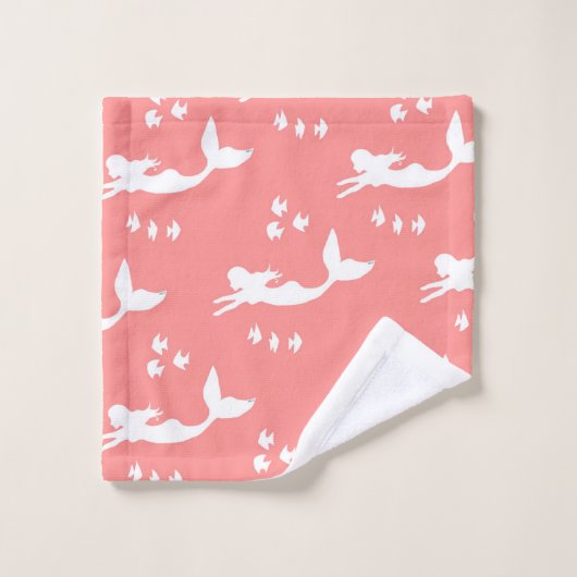 Meerjungfrau-Muster-Koralle und weißes Tuch-Set Badhandtuch Set (Waschlappen)