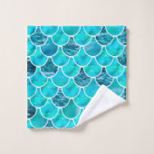 Meerjungfrau Muster türkis Minze grün blau Badhandtuch Set (Waschlappen)