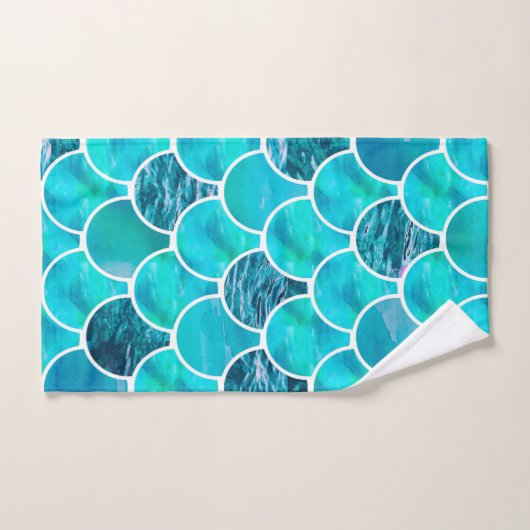 Meerjungfrau Muster türkis Minze grün blau Badhandtuch Set (Handtuch)