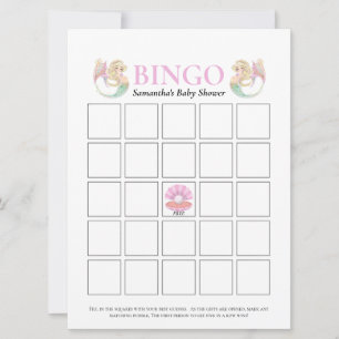 Meerjungfrau Mutter Baby Shower Rosa Weiß Bingo Sp Einladung