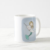 Meerjungfrau Narwhal Seestrand-Ozean-Grafik-Tasse Kaffeetasse (VorderseiteRechts)