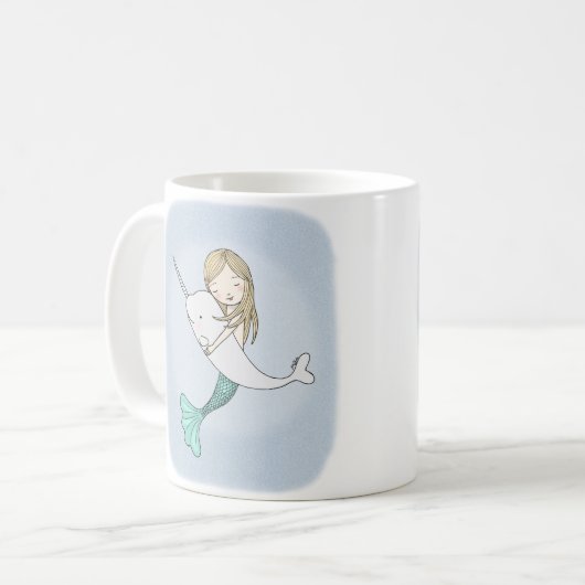 Meerjungfrau Narwhal Seestrand-Ozean-Grafik-Tasse Kaffeetasse (Vorderseite Links)