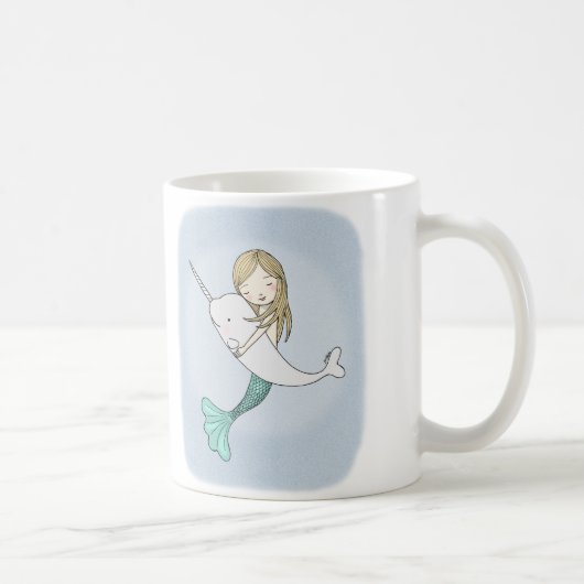 Meerjungfrau Narwhal Seestrand-Ozean-Grafik-Tasse Kaffeetasse (Rechts)