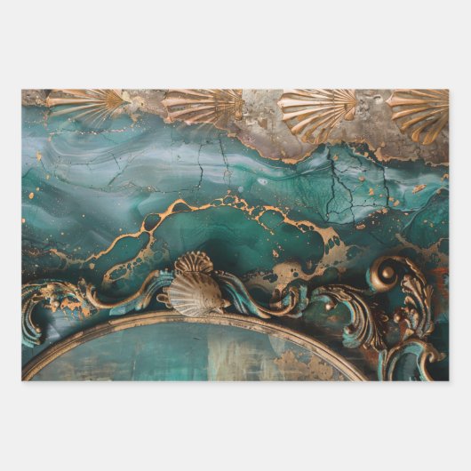 Meerjungfrau Nautical Heavy Gewicht Decoupage Trip Geschenkpapier Set (Vorderseite 3)