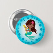 Meerjungfrau - Niedlich unter dem Meeresamerikaner Button (Vorne & Hinten)