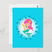 Meerjungfrau - Niedlich unter dem Meeresmädchen Postkarte (Vorne/Hinten)