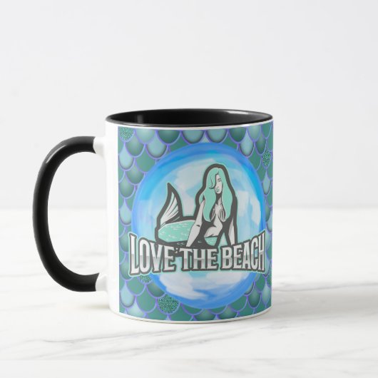 Meerjungfrau Niedliche Liebe Beach BLUE Tasse (Links)