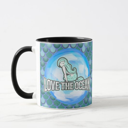 Meerjungfrau Niedliche Liebe Ozean BLUE Tasse (Links)