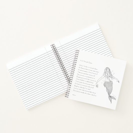 Meerjungfrau-Notebook mit Gedicht "In einem Meerju Notizblock (Innenseite)