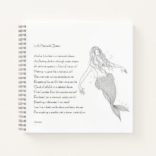 Meerjungfrau-Notebook mit Gedicht "In einem Meerju Notizblock