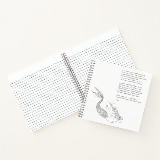 Meerjungfrau-Notebook mit Gedicht "Wenn ich eine M Notizblock (Innenseite)