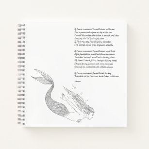 Meerjungfrau-Notebook mit Gedicht "Wenn ich eine M Notizblock