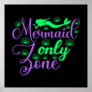 Meerjungfrau Nur Zone in Neon Grün und Lila Poster