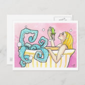 Meerjungfrau Octopus in der Badewanne - Postkarten (Vorne/Hinten)