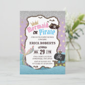 Meerjungfrau oder Pirate Lila & Gold Dots Kinderdu Einladung (Stehend Vorderseite)