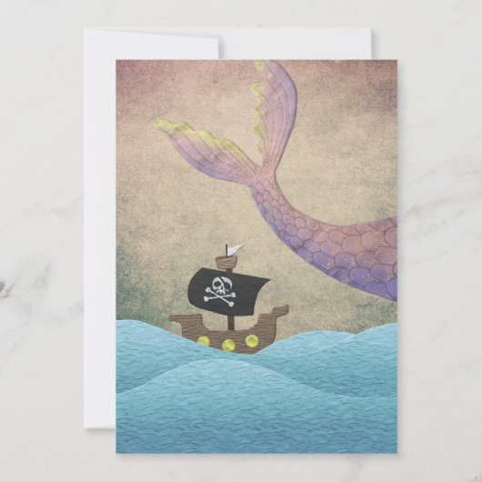 Meerjungfrau oder Pirate Niedlich Gender Reveal Ba Einladung (Rückseite)