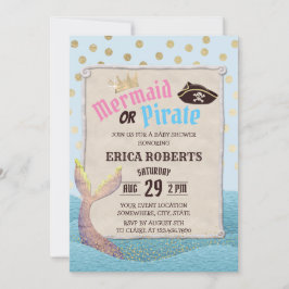 Meerjungfrau oder Pirate Niedlich Polka Dots Kinde Einladung