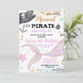 Meerjungfrau oder Piratengeburt unter dem Party Einladung (Stehend Vorderseite)