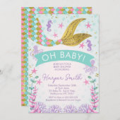 Meerjungfrau oder unter der Meeresdusche Einladung (Vorne/Hinten)