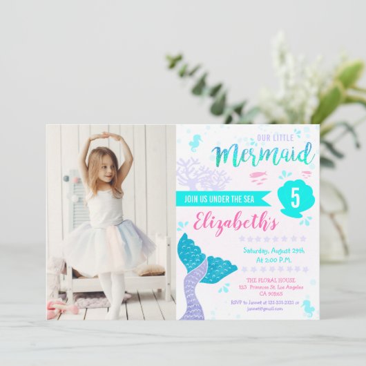 Meerjungfrau oder unter Wasser Aqua Aquamarines Ge Einladung (Stehend Vorderseite)