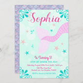 Meerjungfrau oder unter Wasser Aquamariner Schrott Einladung (Vorne/Hinten)