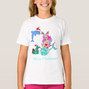 Meerjungfrau öffnet Weihnachtsgeschenke T-Shirt