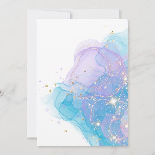 Meerjungfrau ONEder Das Meer Wasserfarbe 1. Geburt Einladung (Rückseite)