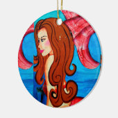 Meerjungfrau-Ornament mit roten Haaren Keramikornament (Links)