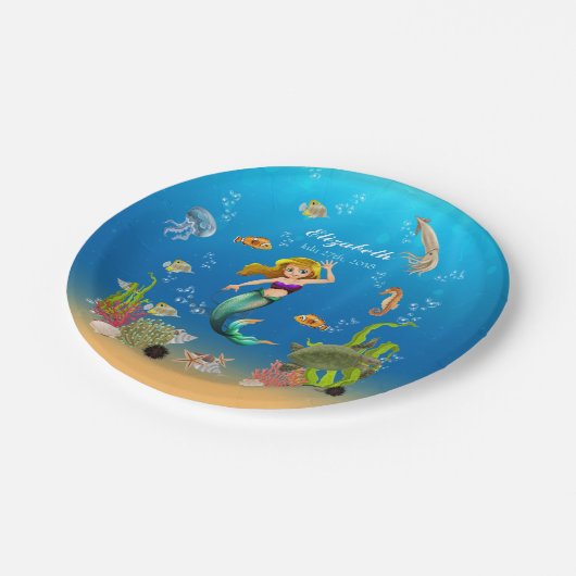 Meerjungfrau Pappteller (Schrägansicht)