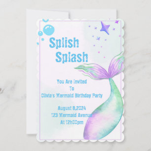 Meerjungfrau-Party Einladung für Mädchen