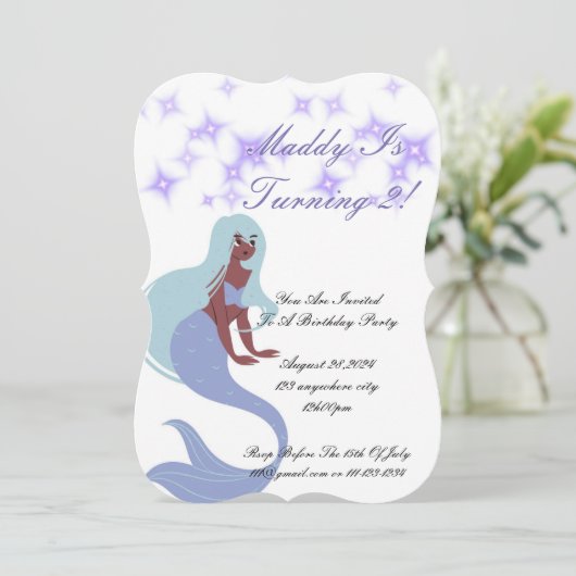 Meerjungfrau-Party Einladung für Mädchen (Stehend Vorderseite)