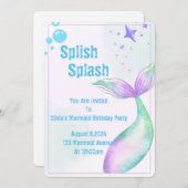 Meerjungfrau-Party Einladung für Mädchen (Vorne/Hinten)