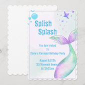 Meerjungfrau-Party Einladung für Mädchen (Vorne/Hinten)
