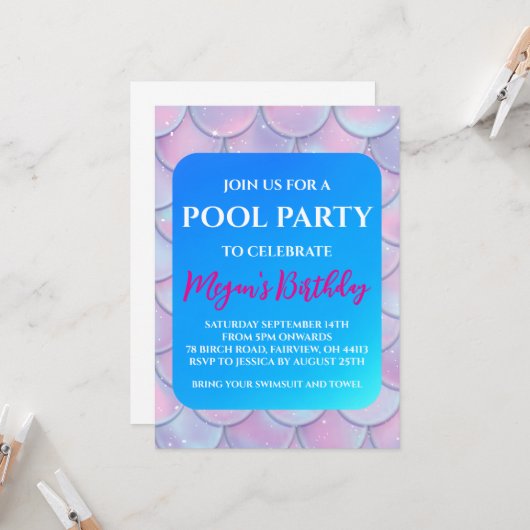 Meerjungfrau-Party Einladungen (Vorderseite/Rückseite Beispiel)