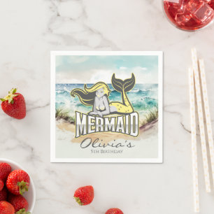 Meerjungfrau Party Gelb Serviette