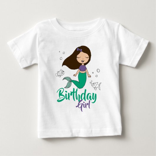 Meerjungfrau-Party Schwarzer Meerjungfrau Cartoon Baby T-shirt (Vorderseite)