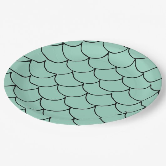 Meerjungfrau-Party Schwarzer Meerjungfrau Cartoon Pappteller (Schrägansicht)