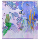 Meerjungfrau passt das Seeleben auf Duschvorhang (Vorderseite)