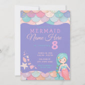 Meerjungfrau Pastel Pink Lila Aquamarines Mädchen  Einladung (Vorderseite)