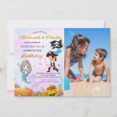 Meerjungfrau & Pirate unter dem Meeresgrund Geburt Einladung (Vorderseite)