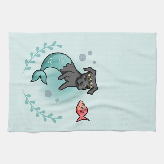 Meerjungfrau-Pitbull Geschirrtuch (Horizontal)