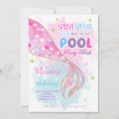 Meerjungfrau & Pool Kinder Einladung (Vorderseite)