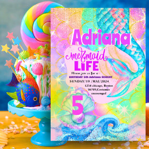 Meerjungfrau Pool Party Rosa Sparkone Glitzer Einladung