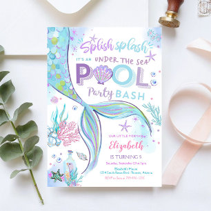 Meerjungfrau-Poolparty-Geburtstagseinladung Einladung